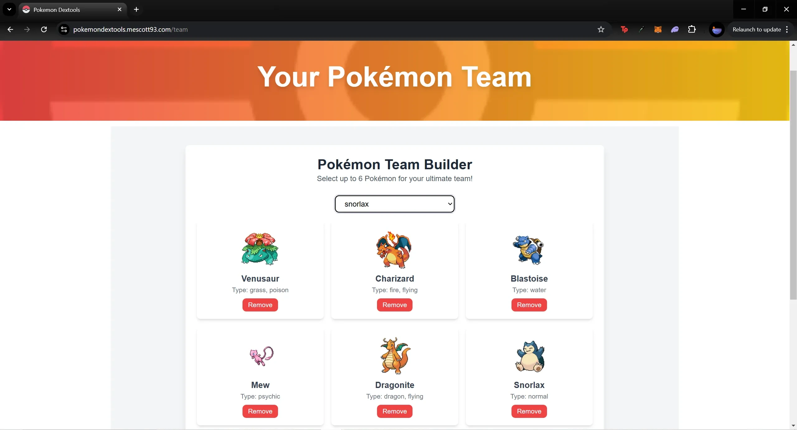 Pokemon Team Builder Page Preview Image
