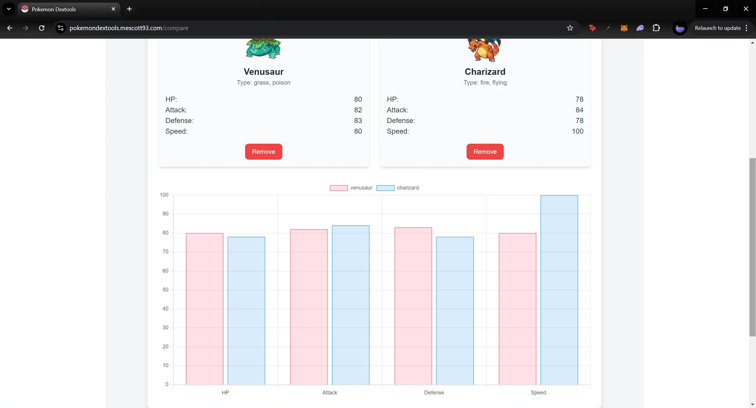 Pokemon Comparer Chart Page Preview Image